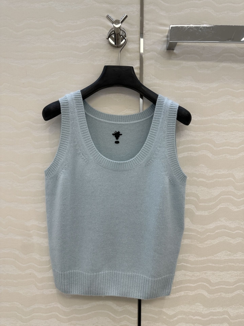 Dior MissDior Luxe Ice Blue Cashmere Vest - Elegant U-Neck Design