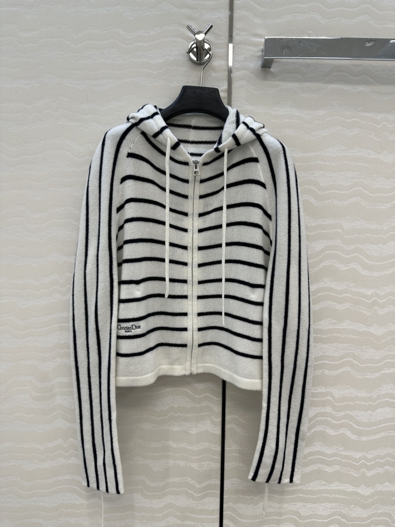 Dior Miss Dior Luxe Wool Striped Hooded Cardigan Jacket
