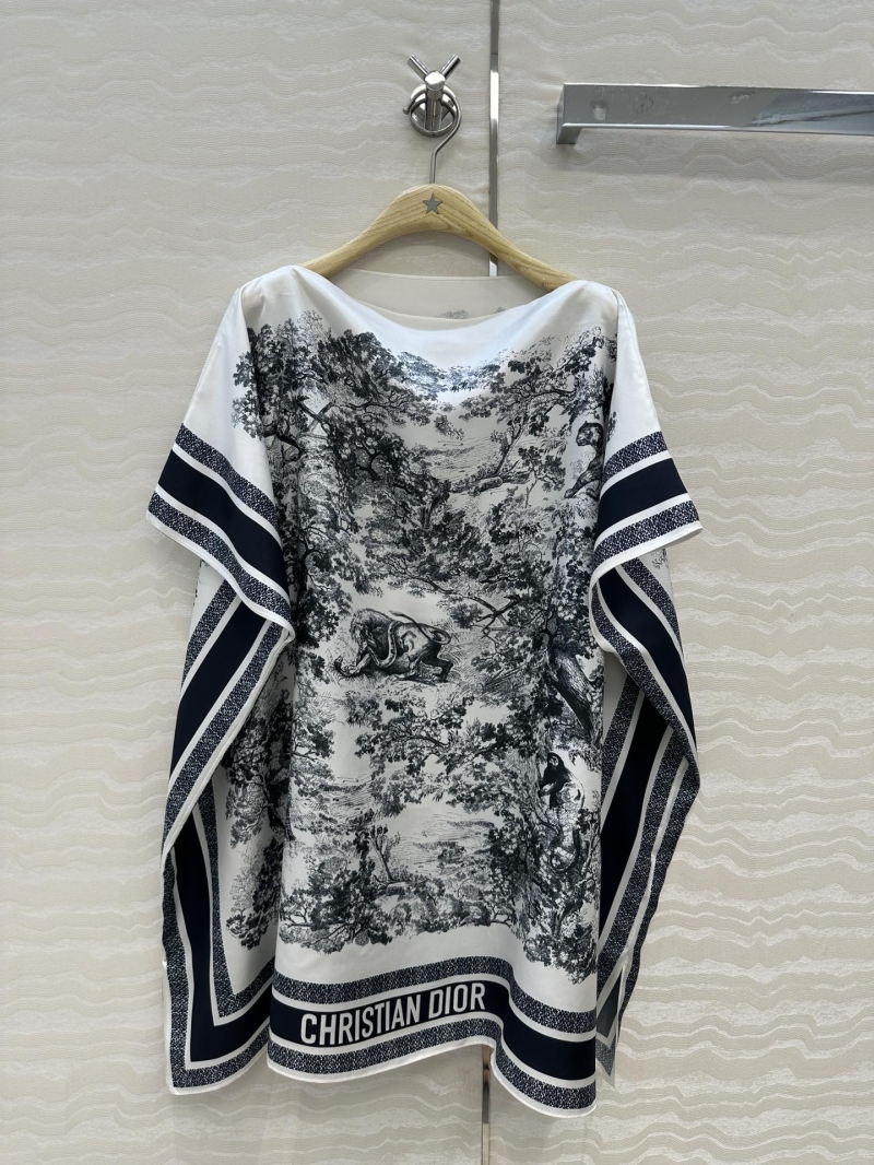 Dior Miss Dior Luxe Silk Cape Dress with Riviera Jungle Print