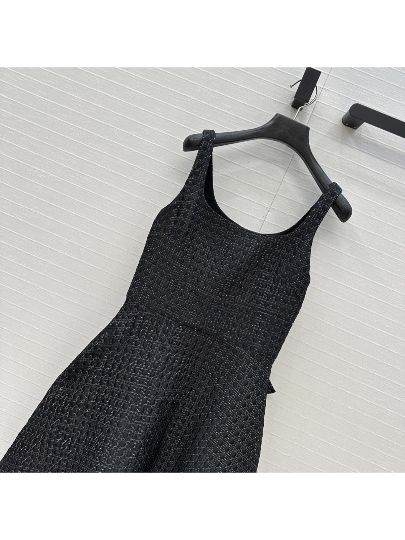 Dior Exclusive Black Gold Lady Dior Quilted Bow-Back Dress