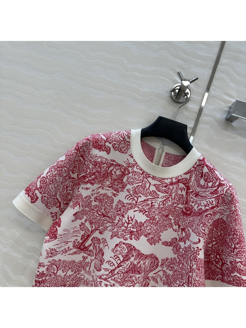 Dior MissD Riviera Animal Jungle Knit Short Sleeve Top