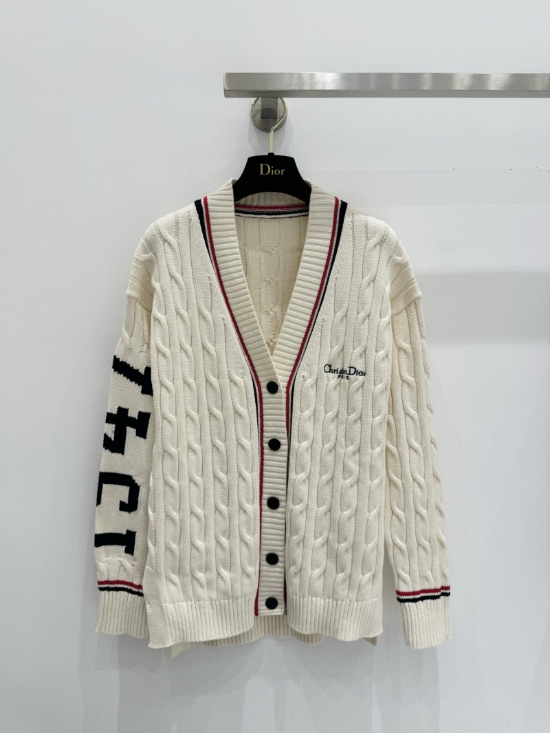 Dior Tennis-Inspired Knitted Cardigan in Off-White - Luxe French Collegiate Style