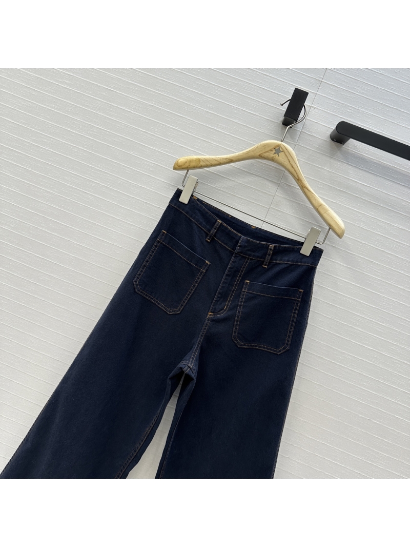 Dior 25 Contrast Stitch Denim Jeans - Luxe Retro Dark Wash with Tailored Fit