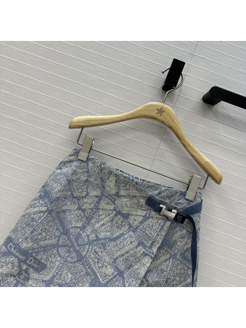 Dior Miss Dior 25 Early Fall Resort Collection - Grey Blue Paris Montaigne Avenue Jacquard Taffeta Wrap Skirt