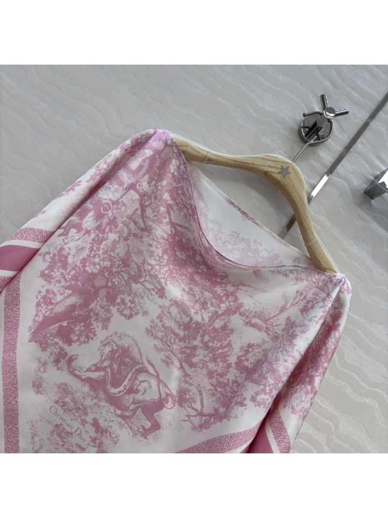 Dior MissDior Riviera Animal Print 100% Silk Twill Scarf Cape in Pink