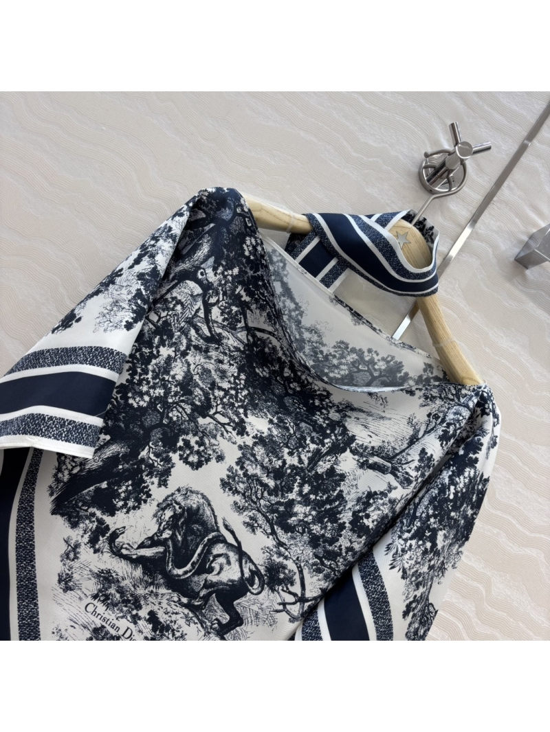 Dior MissDior Riviera Animal Print 100% Silk Twill Scarf Cape Shawl in Blue