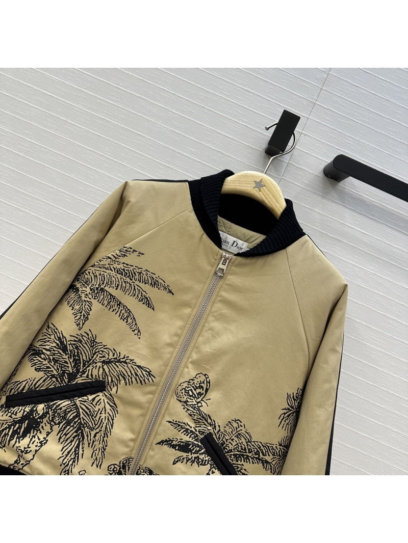 Dior Exclusive Limited Edition CD Collection Hazelnut Ribbed Coconut Print Bomber Jacket