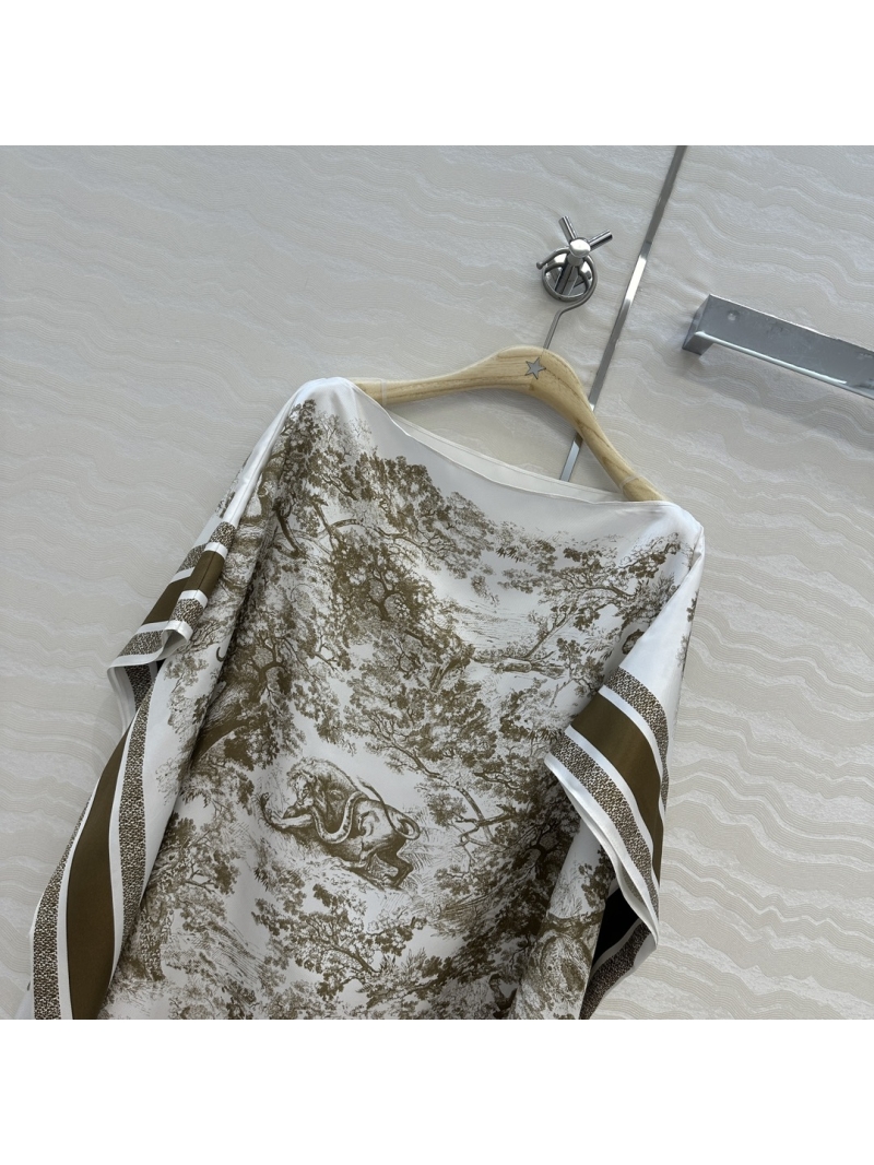 Dior MissDior Riviera Animal Print 100% Silk Twill Cape Dress in Brown