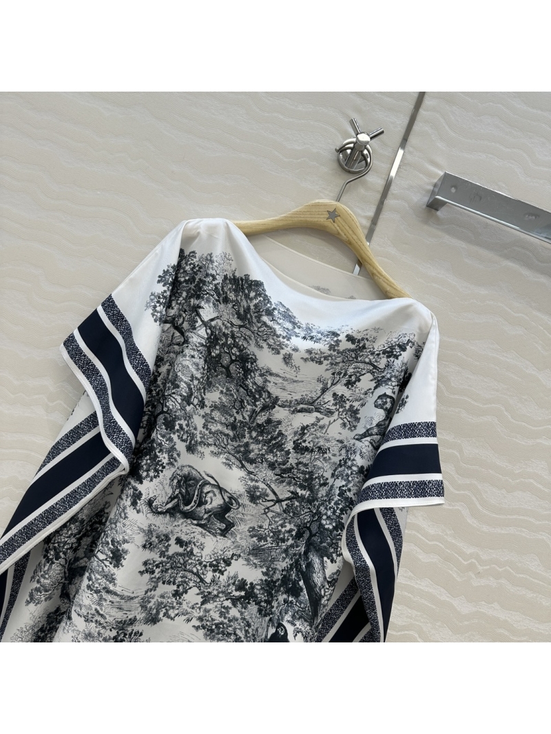 Dior MissDior Riviera Resort-Style Silk Twill Cape Dress in Blue