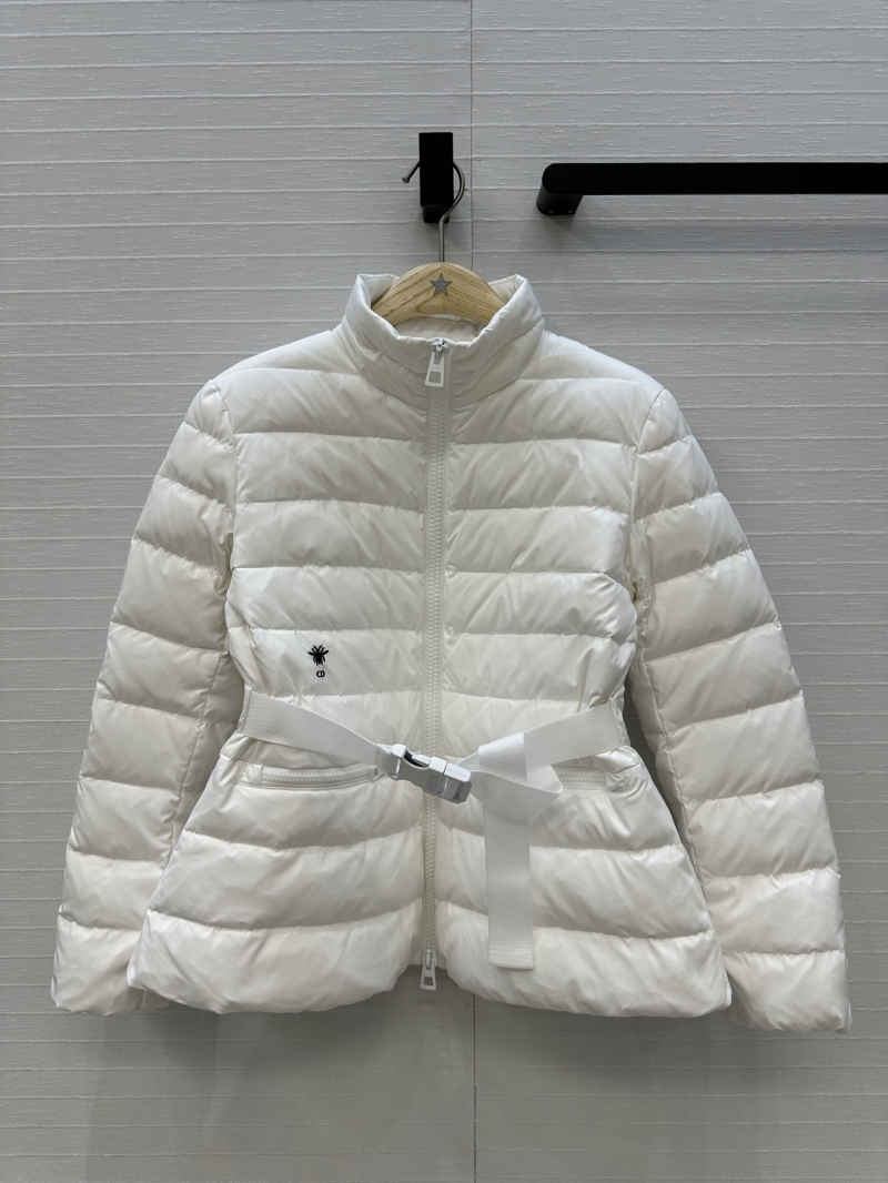 Dior 25 New Collection White Waist-Defining Down Jacket