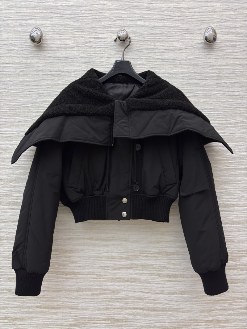 Dior Early Fall 2025 Short Quilted Bomber Cropped Jacket with Detachable Hood in Black