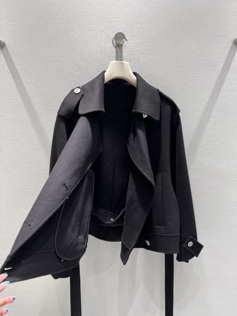 Dior Women's Wool Coat - Black, Double-Breasted, Shoulder Buttons, Luxe Cashmere Blend, Tailored Fit, Couture-Inspired Design