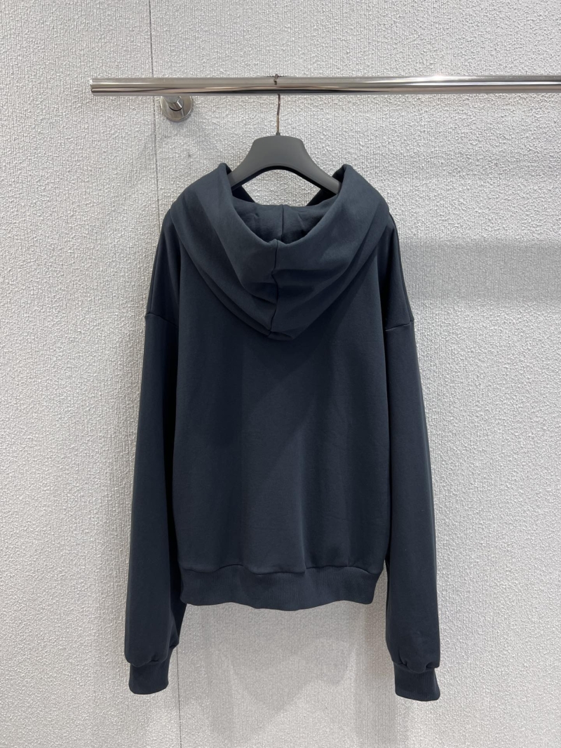 Dior Art Letter Embroidered Oversized Hoodie in Deep Navy Blue | Premium Cotton, Relaxed Fit, White Embroidery