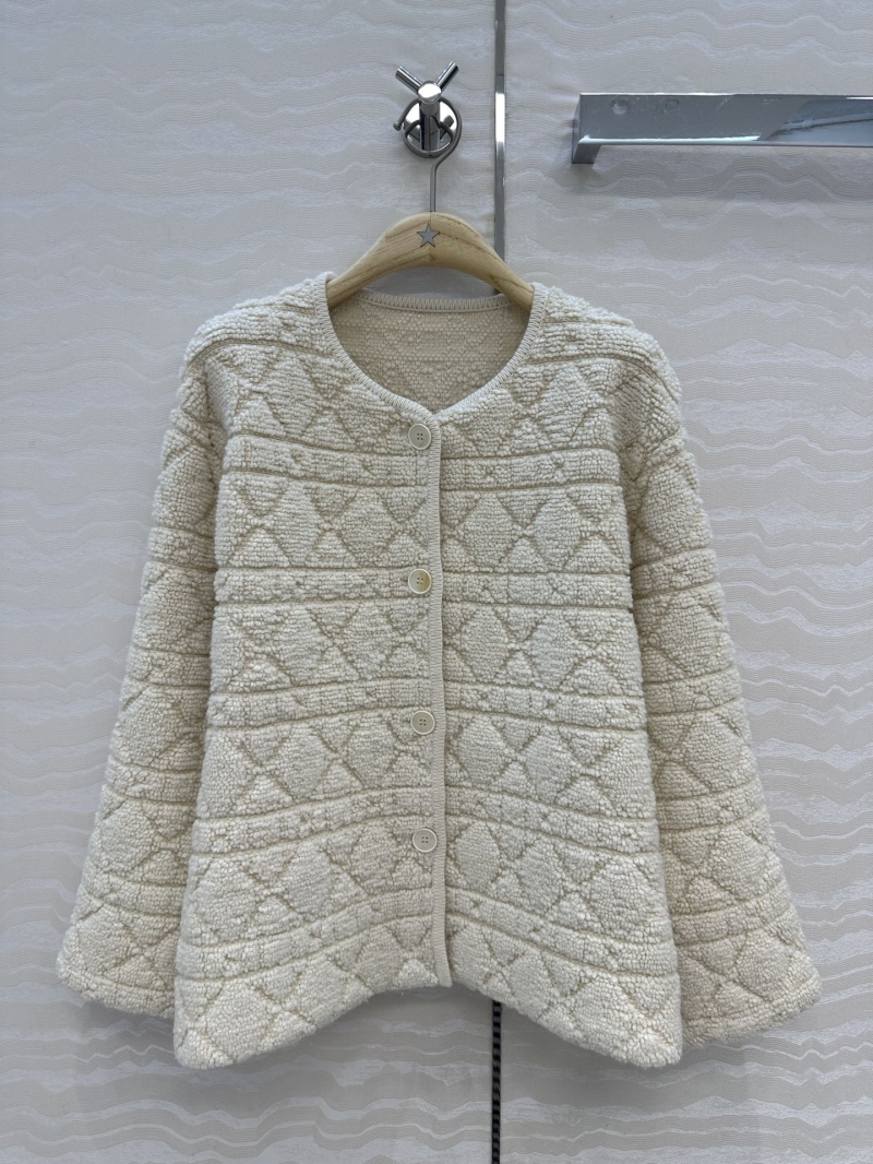 Dior Miss Dior Teddy Fleece Cardigan – Heavyweight Cashmere-Wool Blend, Cream Duchess Check, Relaxed Fit