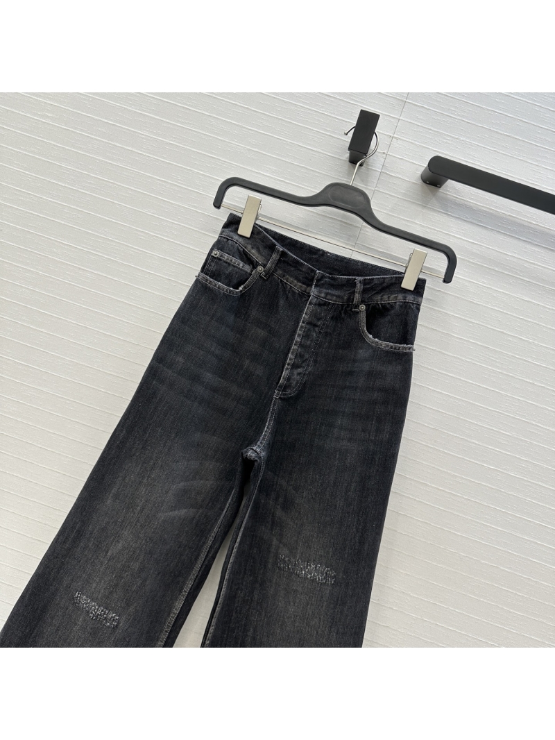 Dior High-Waisted Wide-Leg Jeans in Black Enzyme-Washed Denim - Tailored Vintage Fit