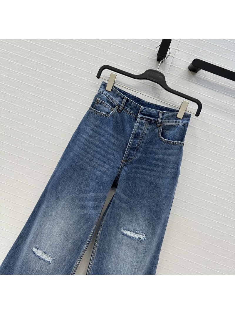 Dior High-Waisted Wide-Leg Jeans in Vintage Wash Denim
