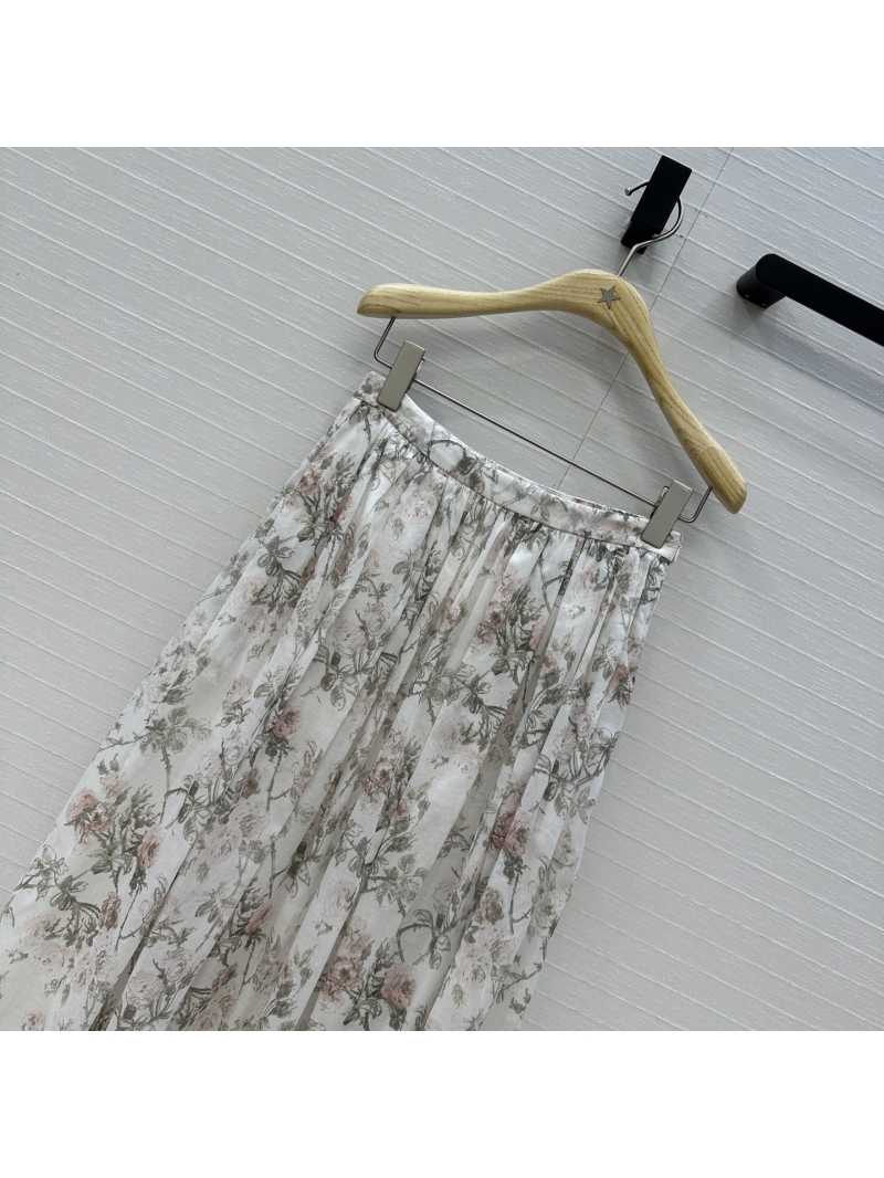 Dior Inspired Spring Floral Midi Skirt in Imported Silk-Cotton Blend | Elegant A-Line Design