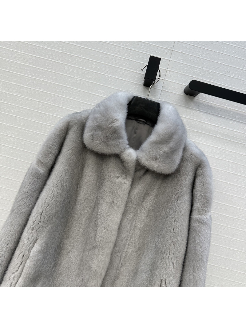 Dio Nordic SAGA Purple Label Mink Fur Coat – Natural Brown & Sapphire Blue, Handcrafted Luxury