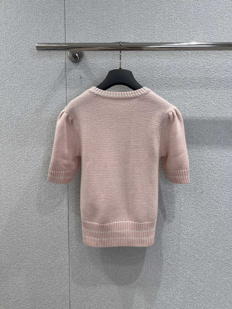 Dior 26Ss Early Spring Limited Edition Blush Pink Embroidered Heart Short-Sleeve Knit Sweater