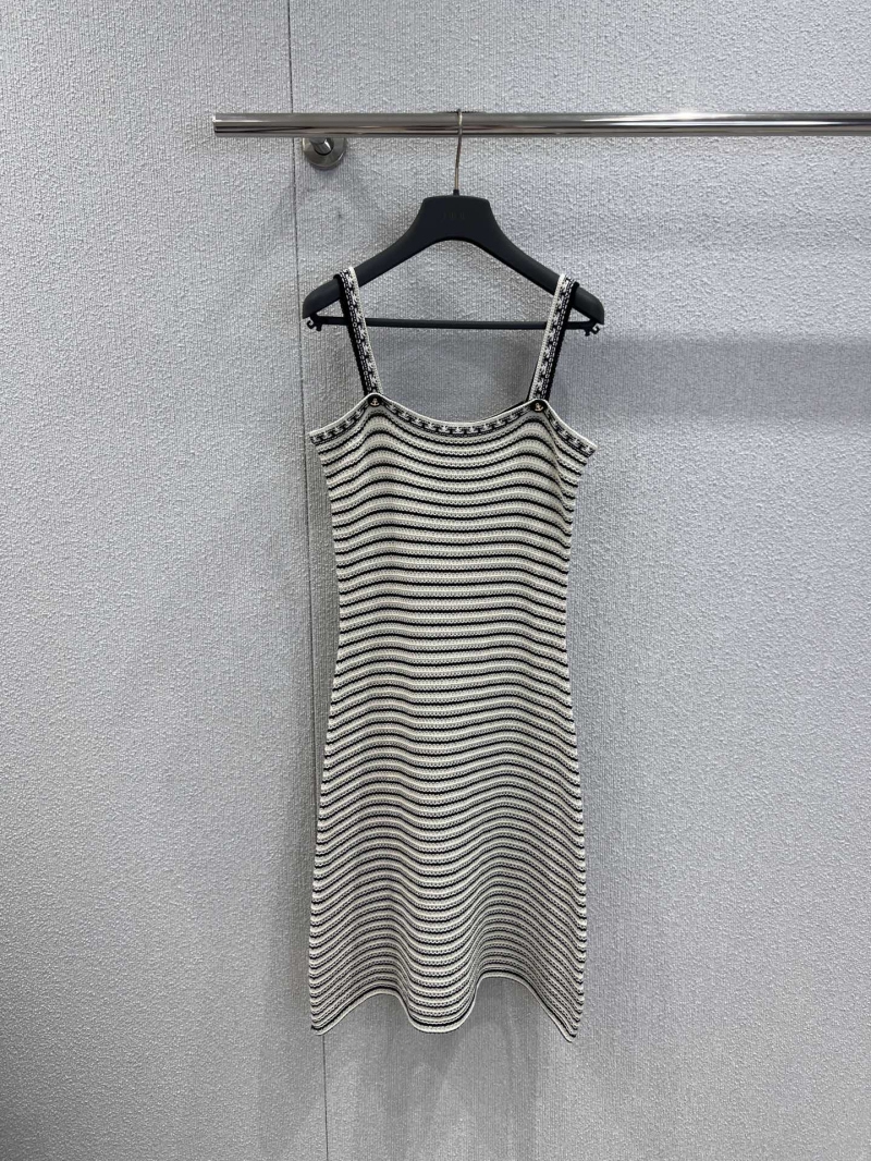 Dior 26SS Early Spring New Woven Stripe Knit Dress Vest Dress