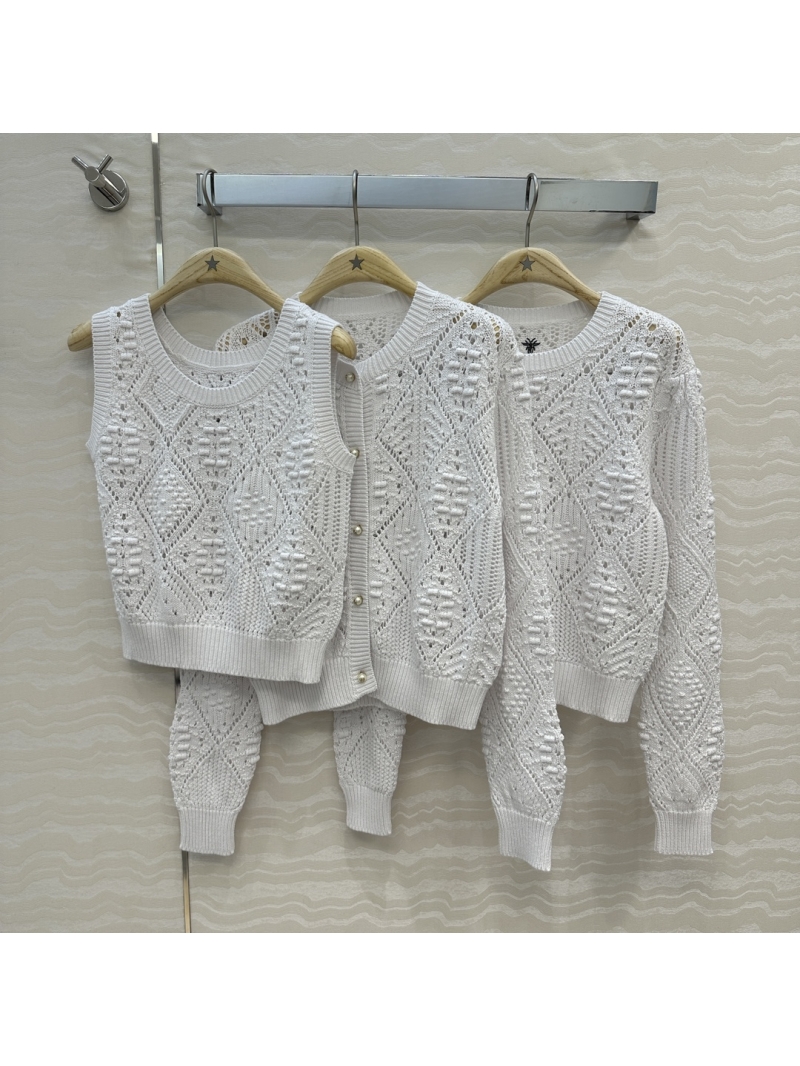 Dior Miss Dior White Cotton Jacquard Sleeveless Vest