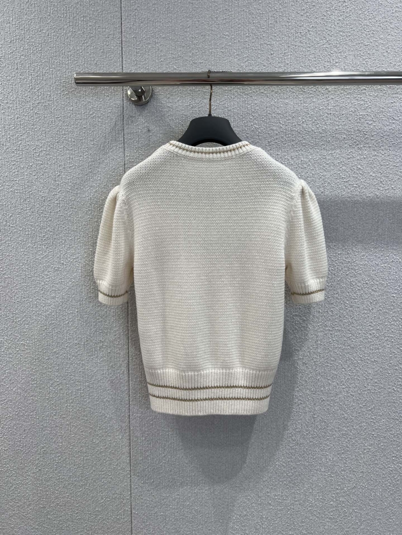 Dior Exquisite Cashmere Blend Knit Top | White Gold Edition, Signature Heart Embroidery, Cropped Fit