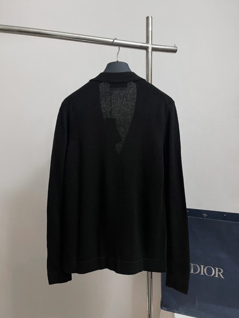 Dior Signature Cashmere Blend V-Neck Cardigan in Polished Black