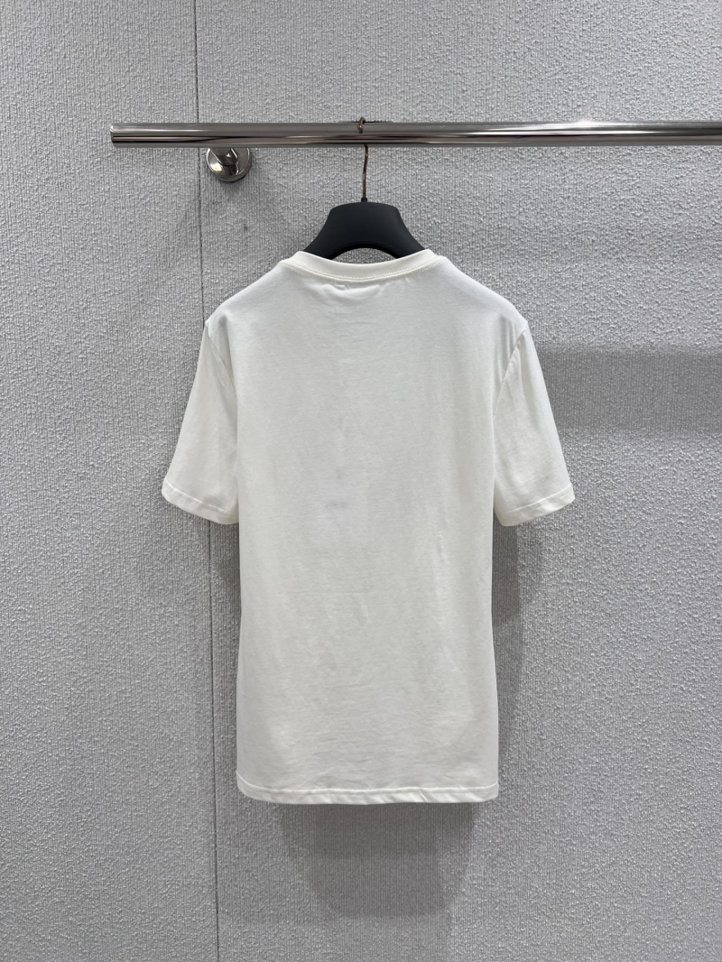 Dior Heart Floral Embroidery High-Count Cotton T-Shirt in White