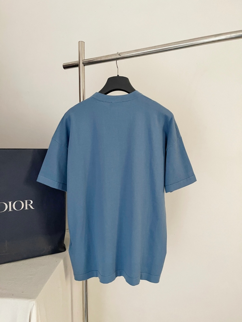 Christian Dior Couture Logo Knit T-Shirt in Muted Blue