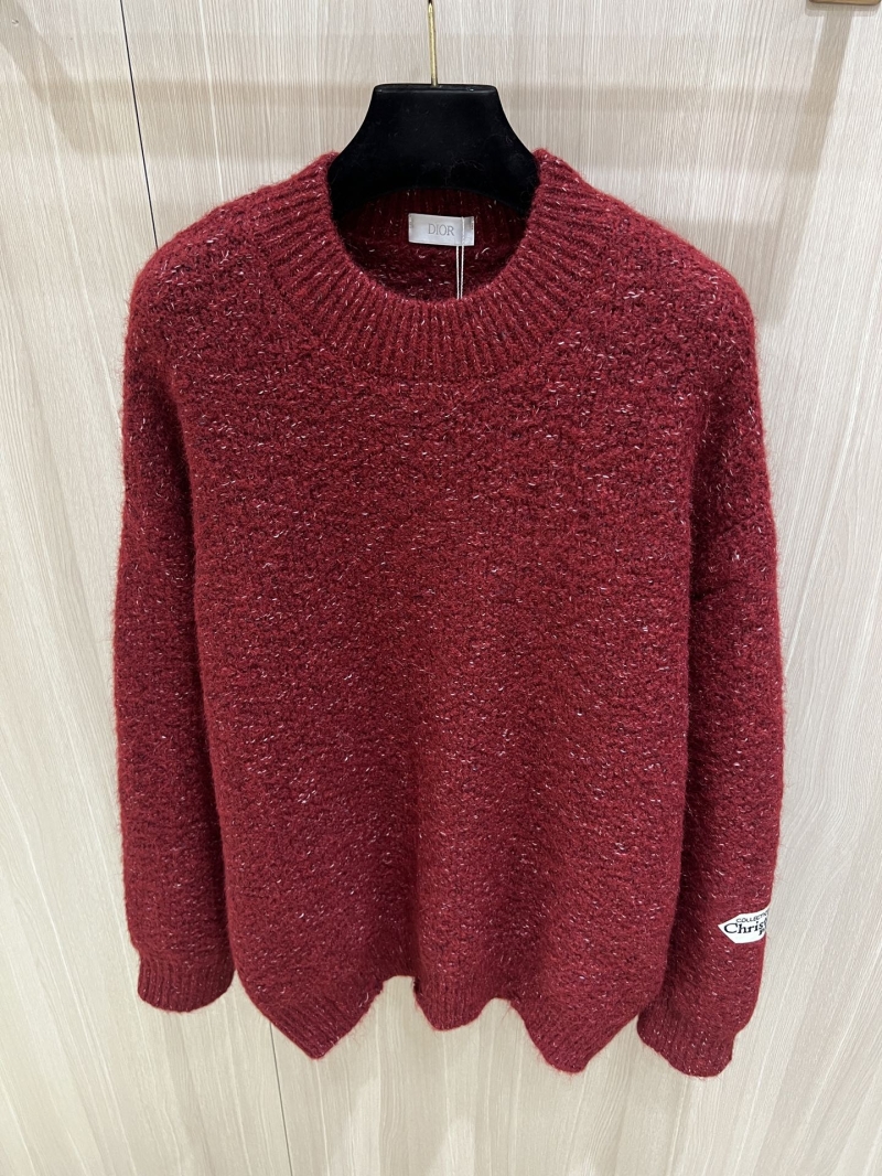 Dior Destructured Special Yarn Knit Sweater in Burgundy