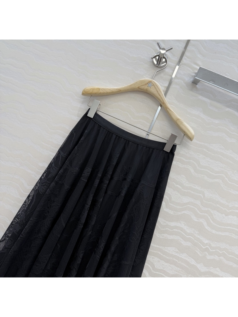 Dior Exquisite French Jacquard Lace Heavy-Duty 3D Crafted Maxi Skirt in Black