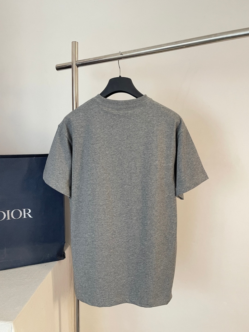 Dior Summer 2026 Men's Horse Embroidery Heather Grey Cotton T-Shirt