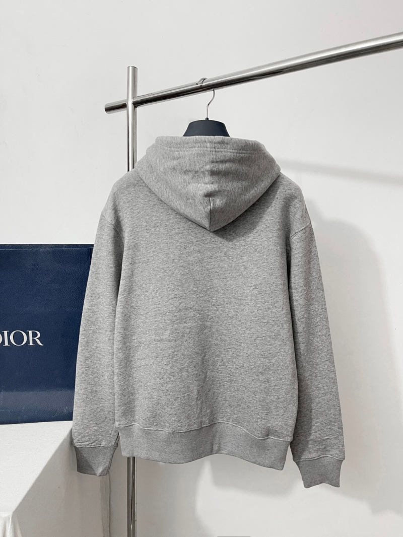 Dior Signature Embroidered Logo Hoodie in Light Heather Grey