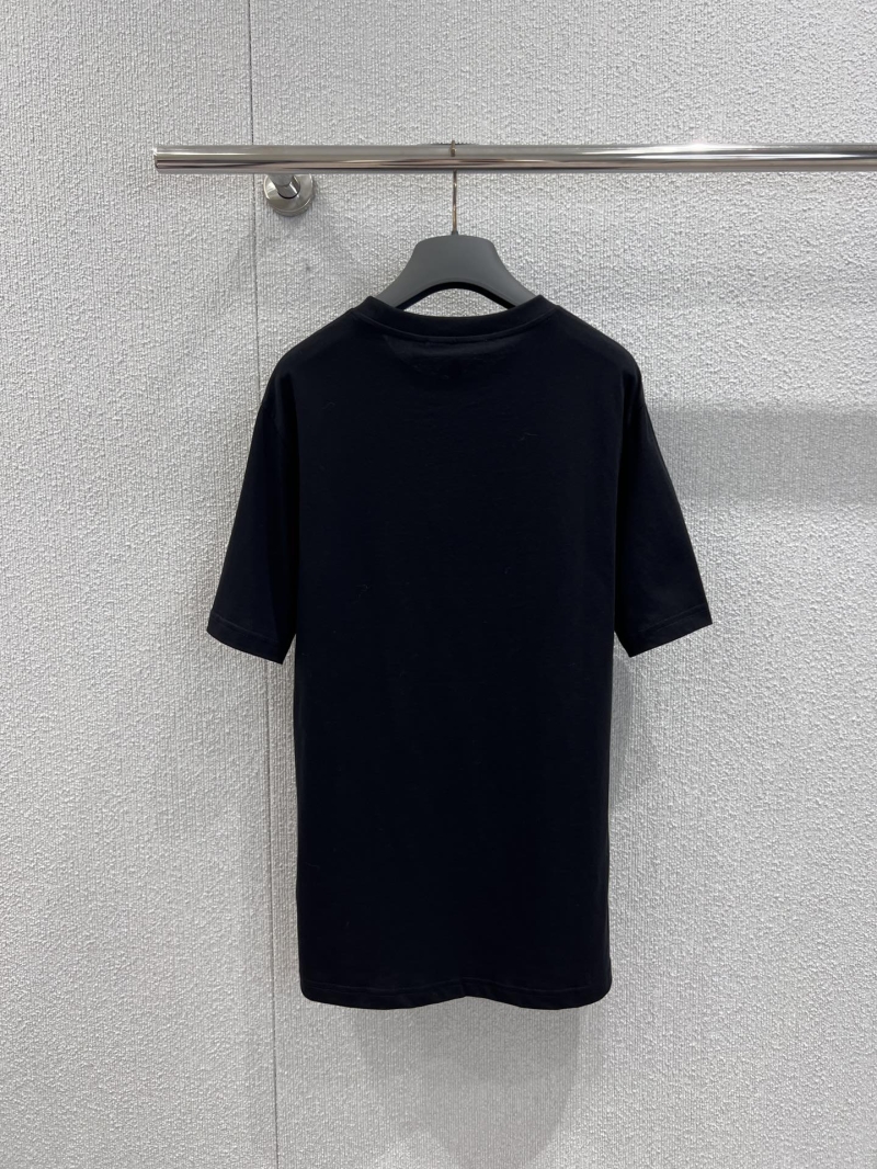 Christian Dior Star Embroidery Short-Sleeved T-Shirt in Black Luxe Cotton