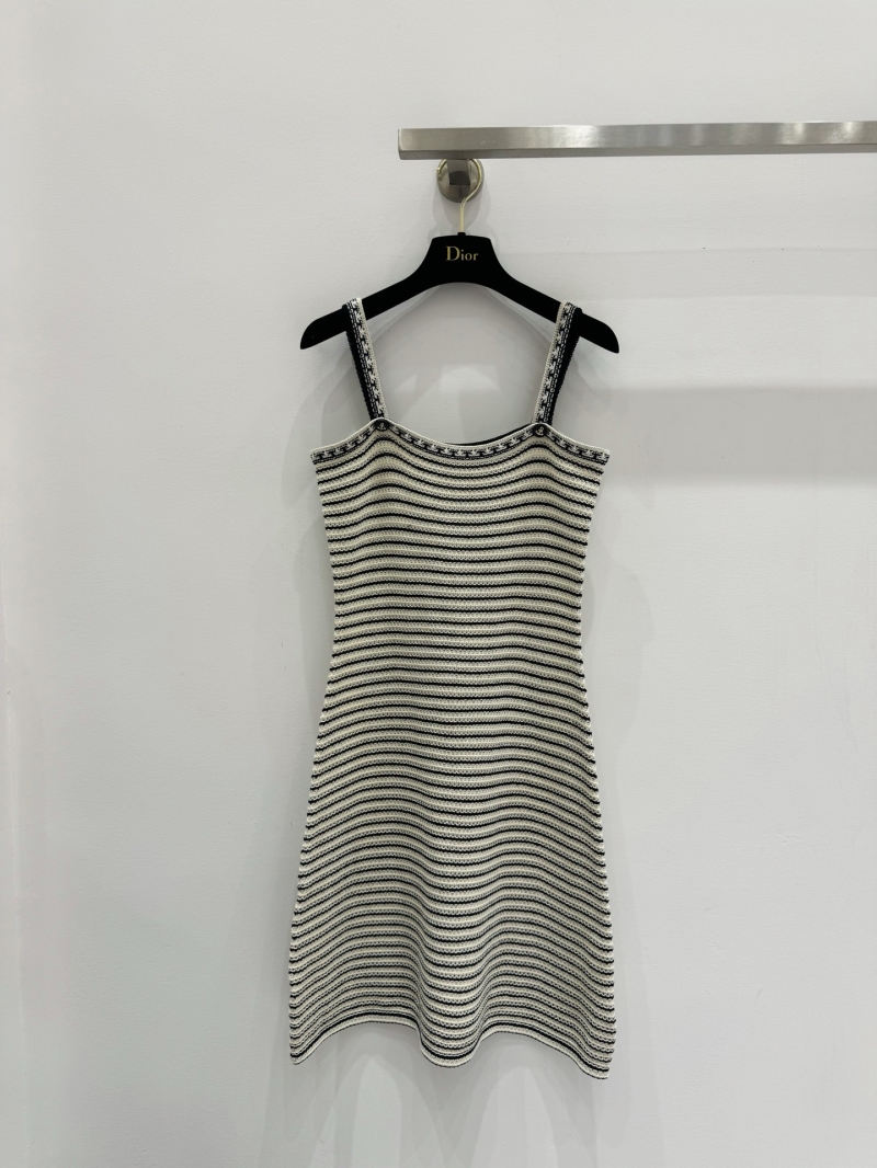 Dior Striped Knit Mini Dress in Ecru and Black - Exquisite Textured Crochet