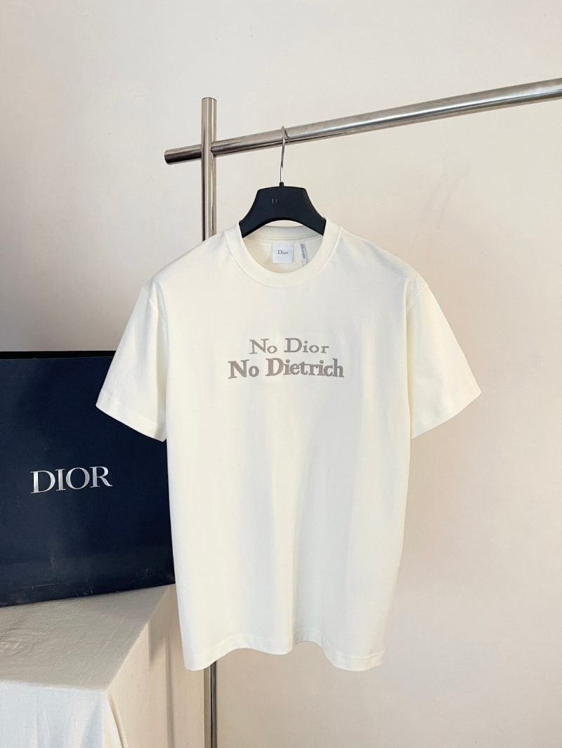 Dior No Dior No Dietrich Embroidered Cotton T-Shirt - Off-White