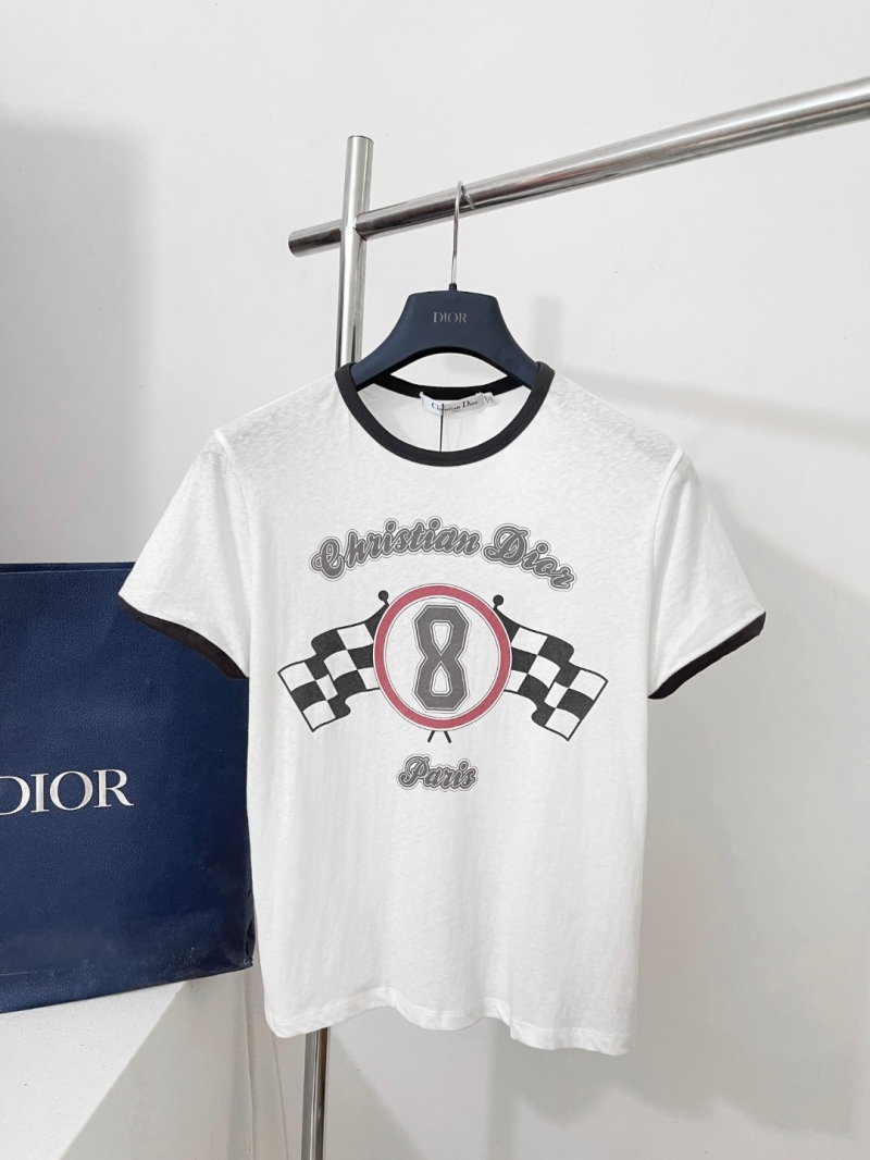 Christian Dior Exquisite Vintage Racing Graphic Ringer T-Shirt in Off-White - Timeless Luxe Cotton Blend
