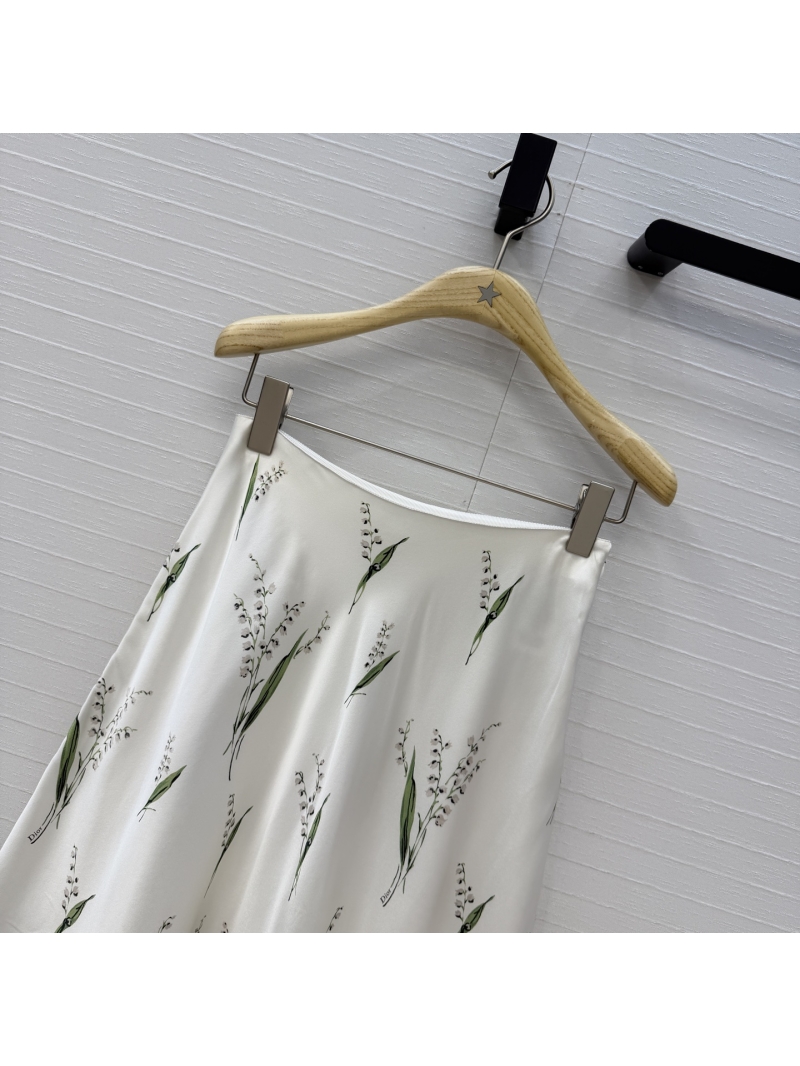 Dior Lily of the Valley Silk Printed A-line Skirt