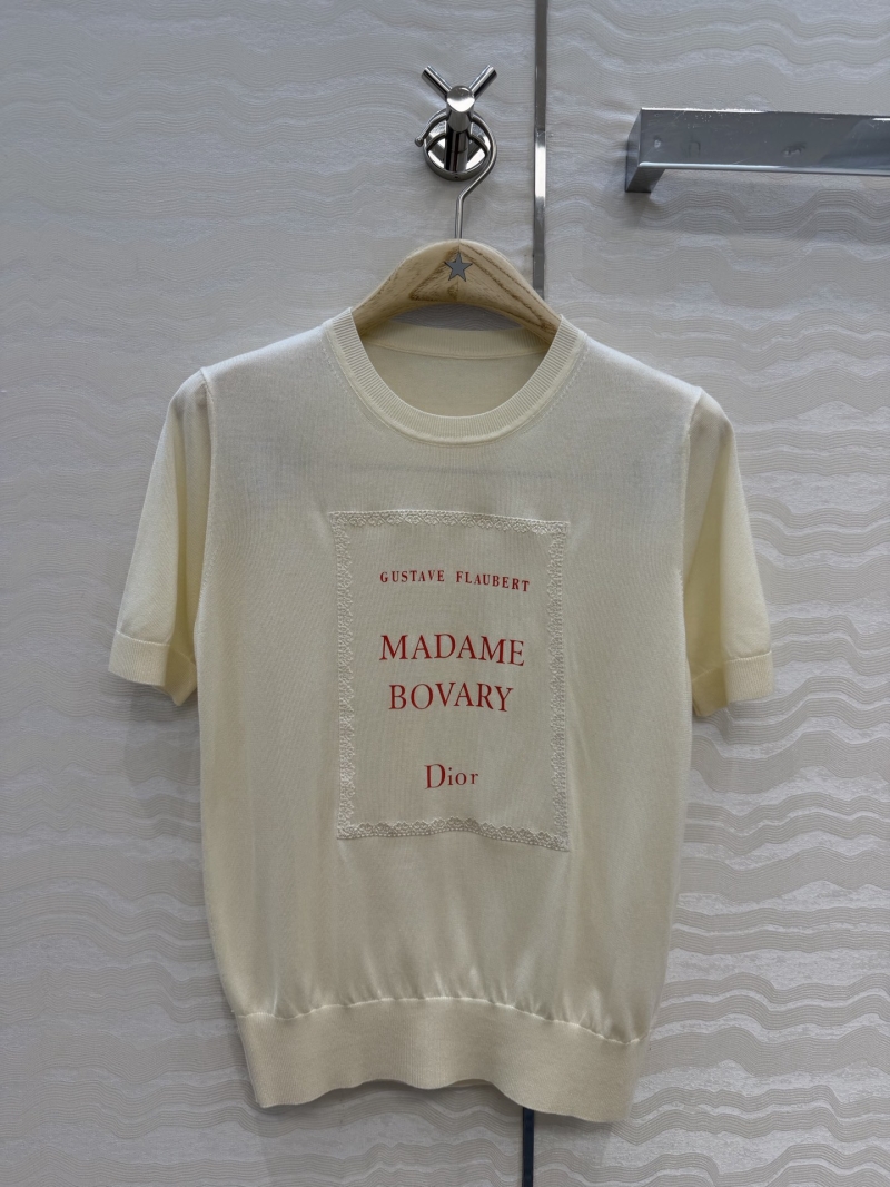 Dior Garden World Mulberry Silk Embroidered Knit Top in Cream