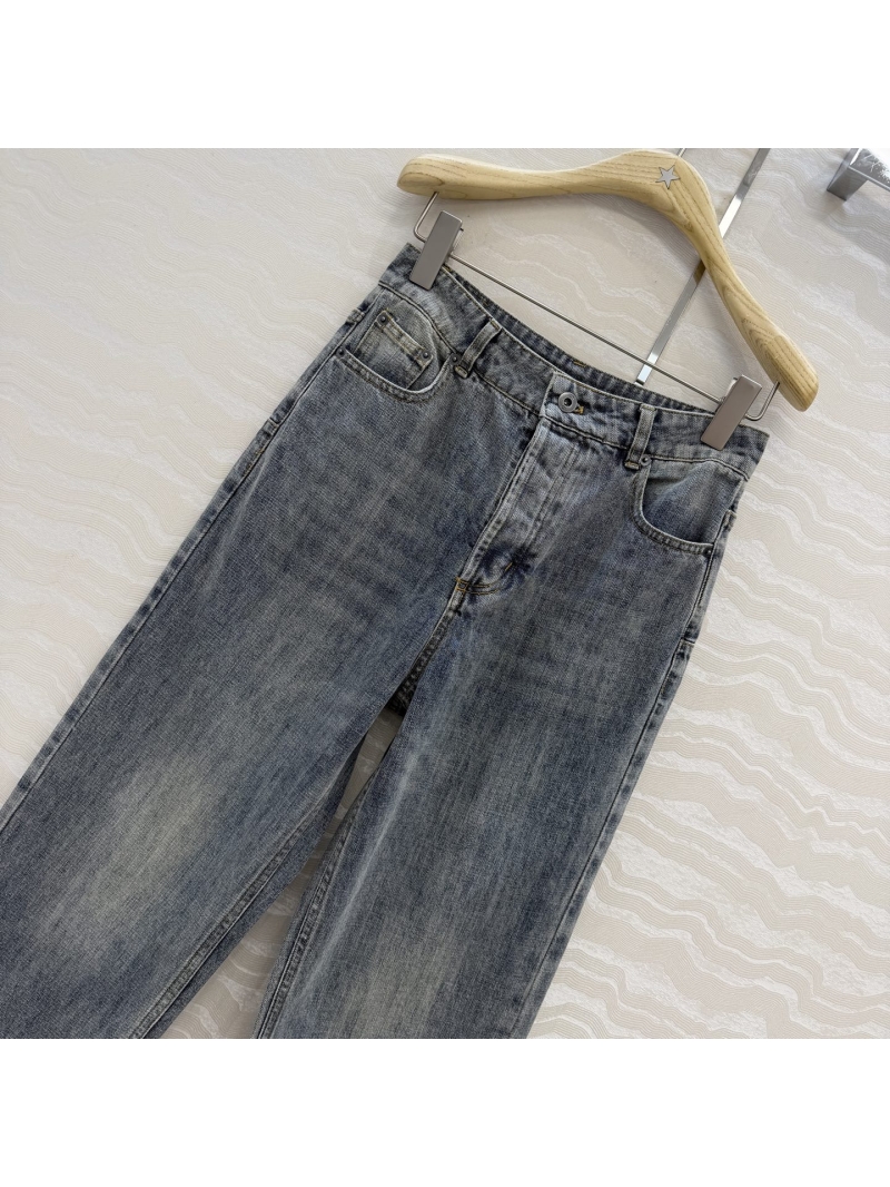 Dior MissDior Vintage Wash Imported Denim Straight-Leg Jeans in Greyish-Blue