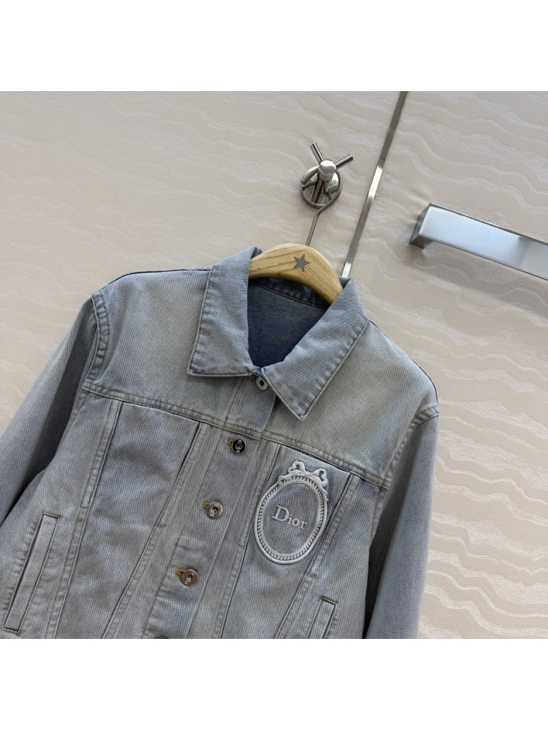 Dior MissDior Vintage Wash Imported Denim Jacket with Signature Embroidery