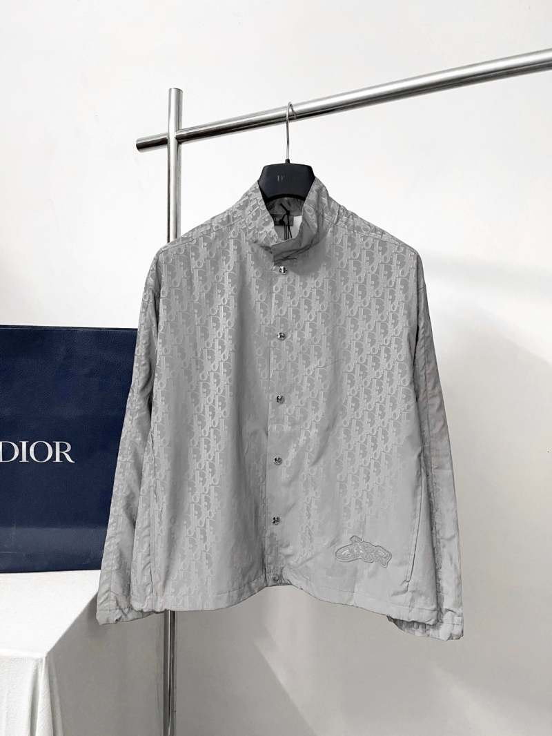 Dior Oblique Reflective Jacquard Overshirt Jacket in Light Grey