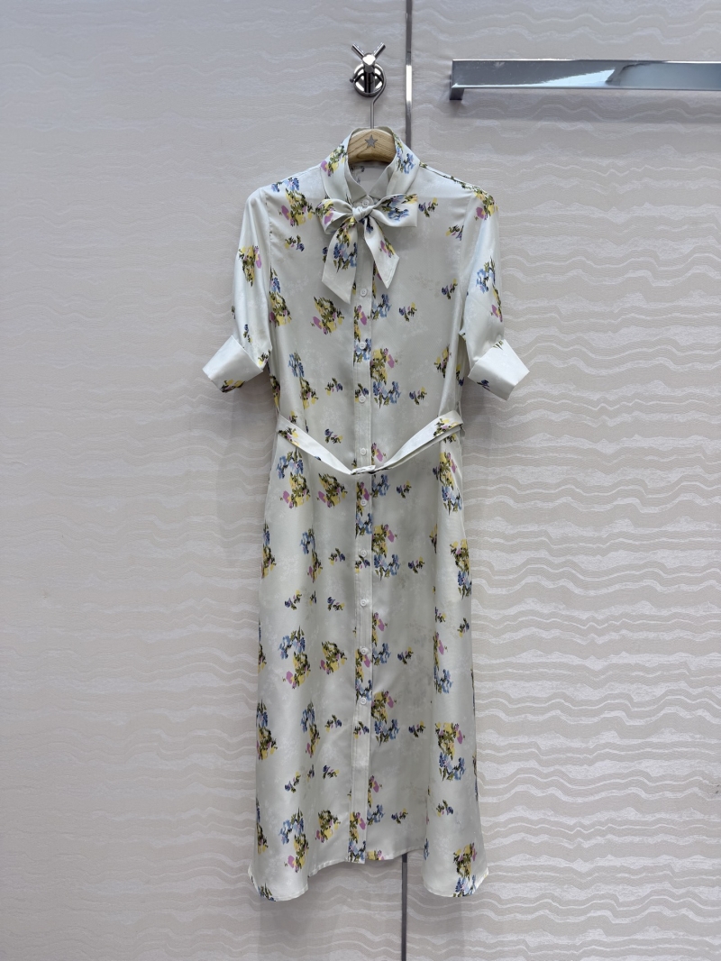 Dior Miss Dior Garden Collection Floral Print 100% Silk Twill Midi Dress