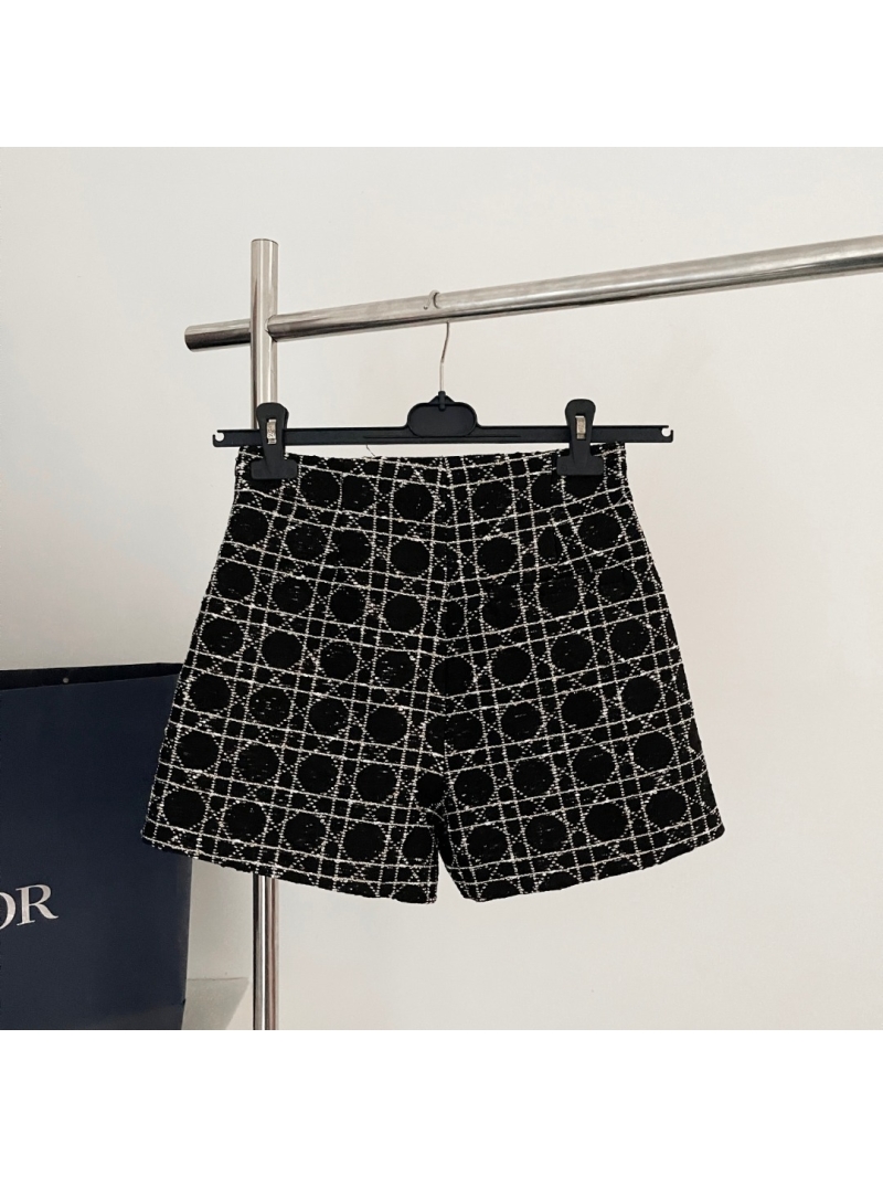 Dior Cannage Embroidered Wool Tweed Skort with CD Logo