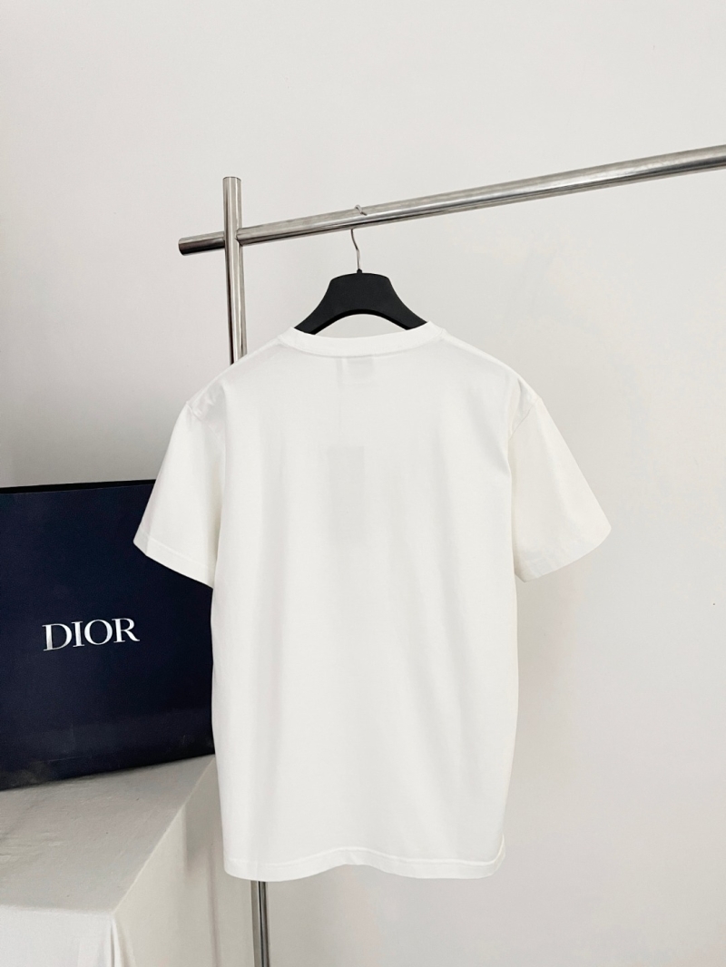 Dior Reverse Embroidered Cotton Jersey T-Shirt in White