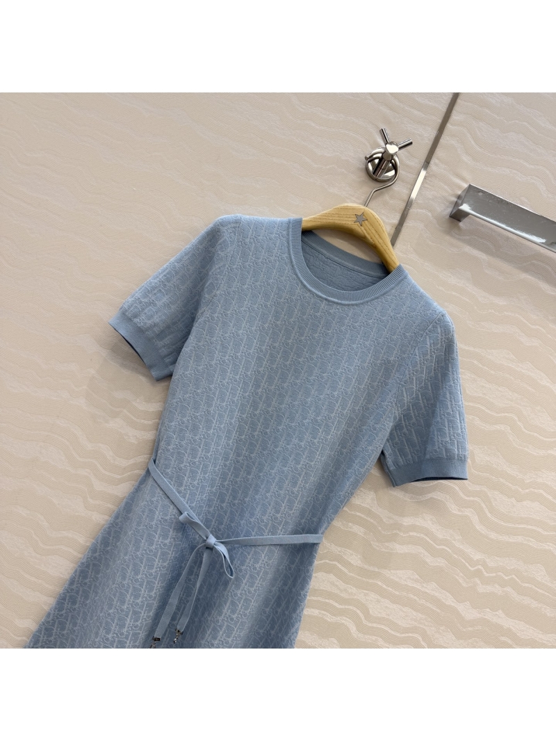 Dior Miss Dior Signature Knit A-Line Short Sleeve Dress