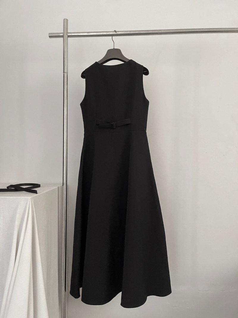 Dior Limited Edition Wool-Silk V-Neck Sleeveless Midi Dress - Black