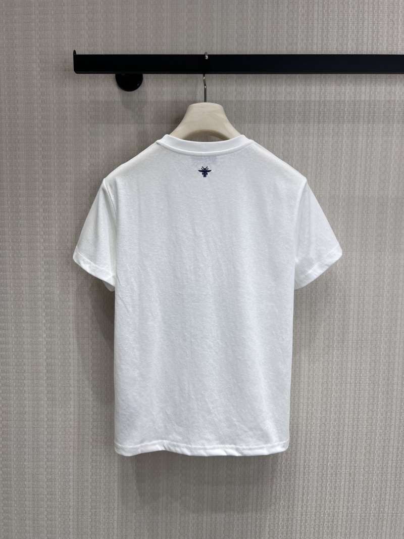 Dior 3D Applique Vintage Illustration T-Shirt - High-Count Combed Cotton White