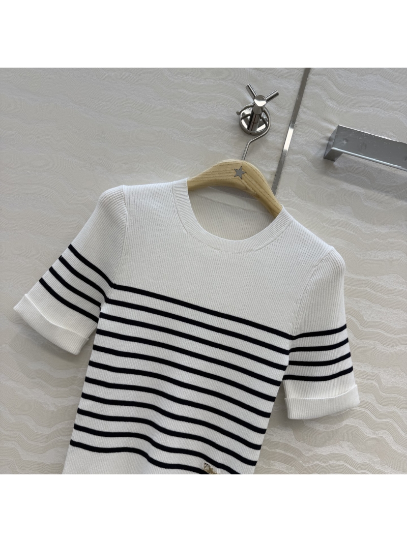 Dior MissDior Nautical Striped Pure Cotton Knit Top