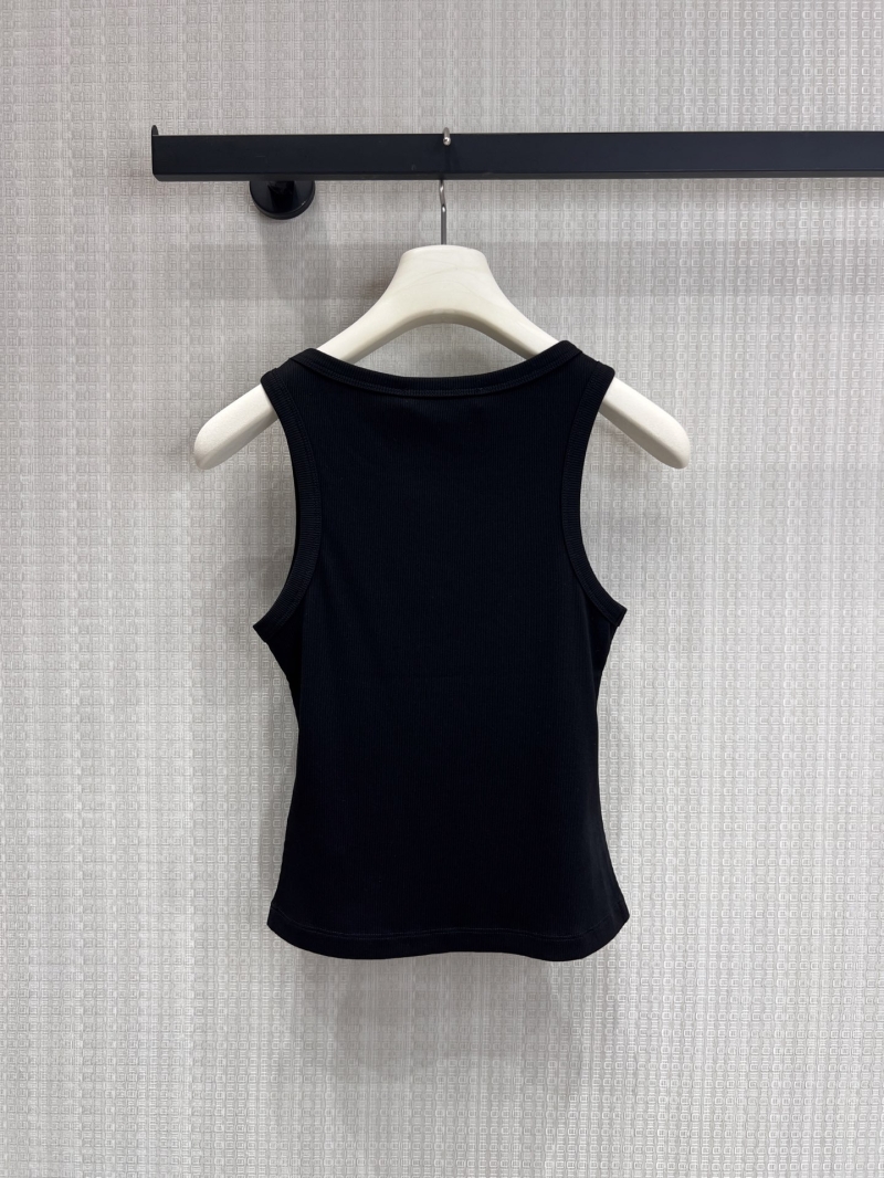 Christian Dior Beaded Star Logo Ribbed Tank Top in Black